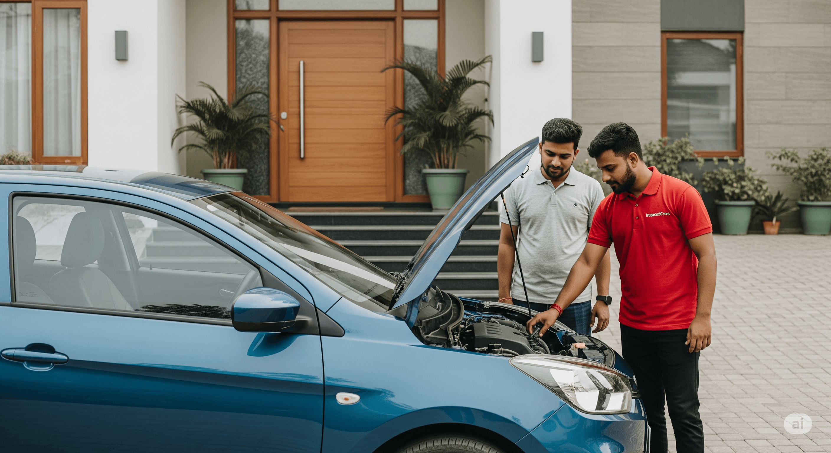 Mechanic inspecting a car